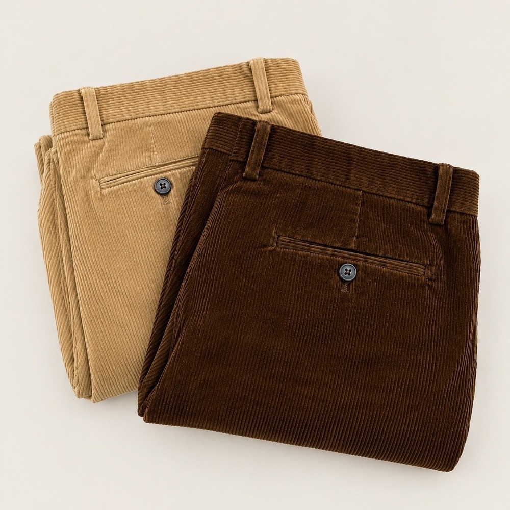 2 - Lands End Men's Corduroy Pants Tan Brown Straight Leg Trousers 44x27
